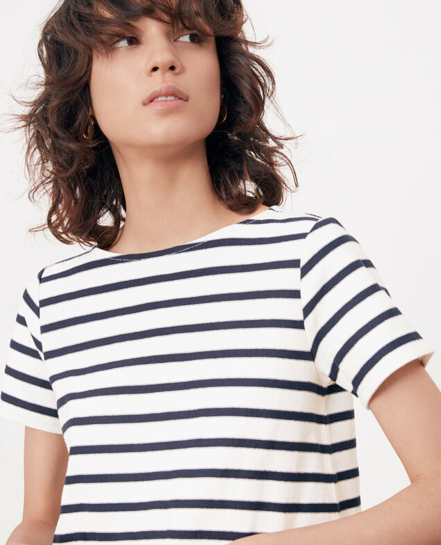 Camiseta de rayas Kaolin/navy/tangerine