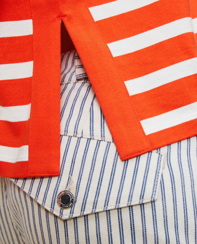 Camiseta rayada de manga larga Stp spicyorange white