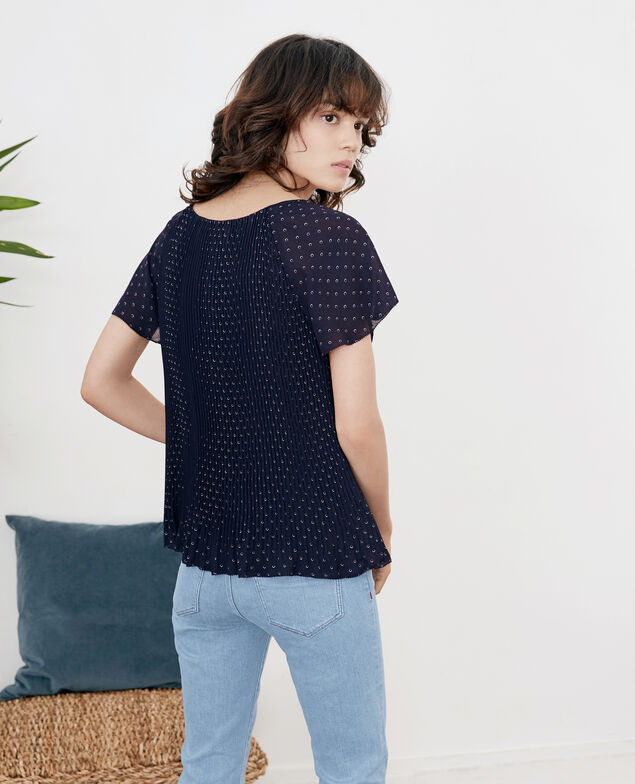 Blusa plisada Ring dots marine