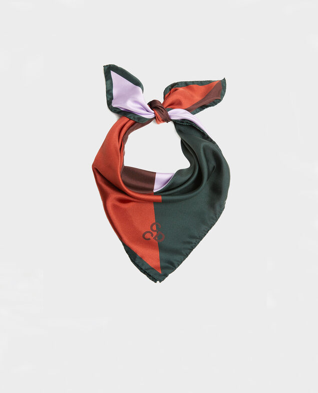 Foulard cuadrado de seda multicolor Pastel lilac