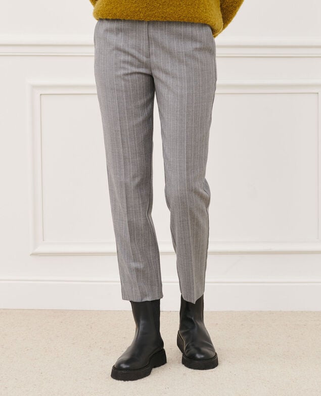 MARGUERITE - Pantalón cigarette 6005 light grey stripe