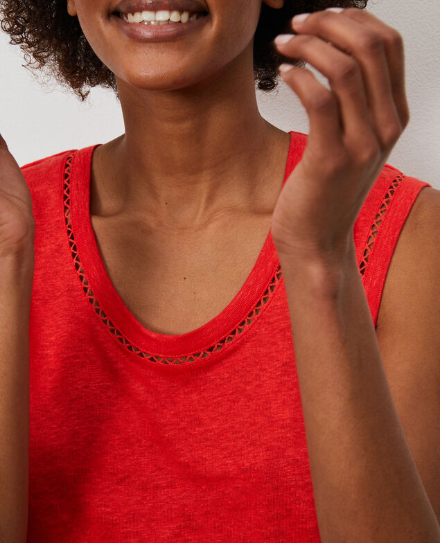 Camiseta de lino con tirantes Fiery red