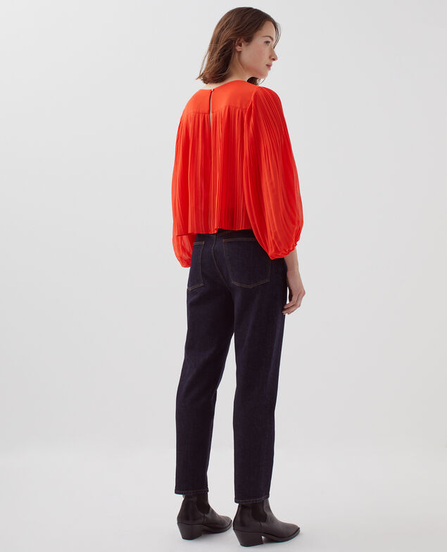 Blusa fluida plisada I250 cherry tomato