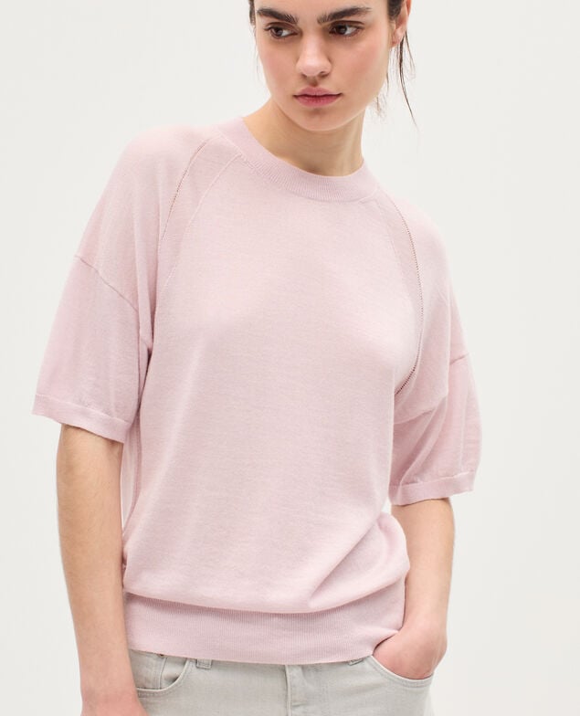 Jersey de punto merino y seda K100 bloom pink