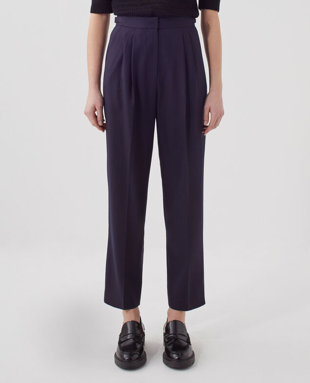 CAMILLE - Pantalón de lana con pinzas H695 night sky