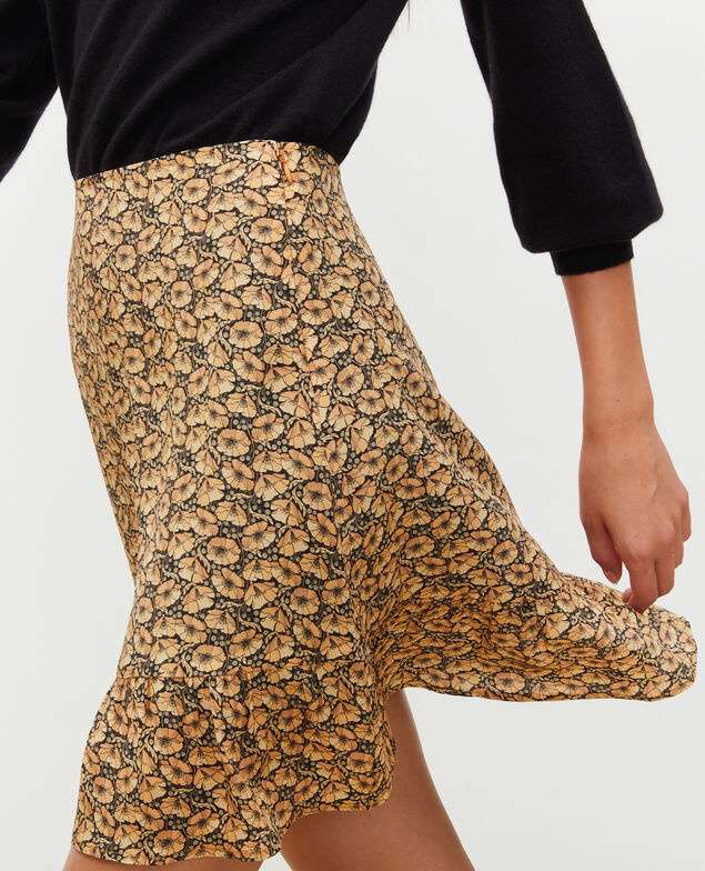 Falda corta estampada de seda Print artdeco lemoncurry