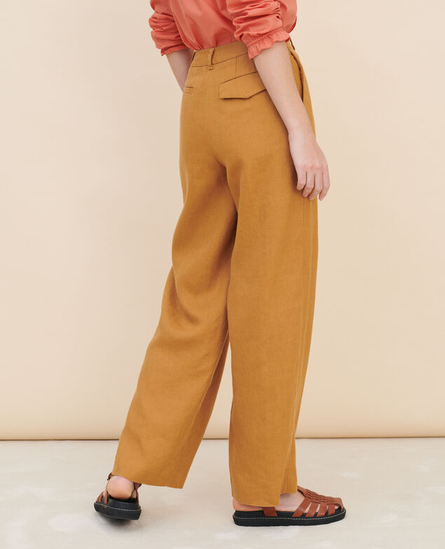 YVONNE - Pantalón ancho de lino 36 brown