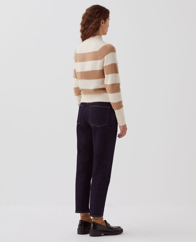 Jersey de cachemir con cuello alto I323 st ivory camel