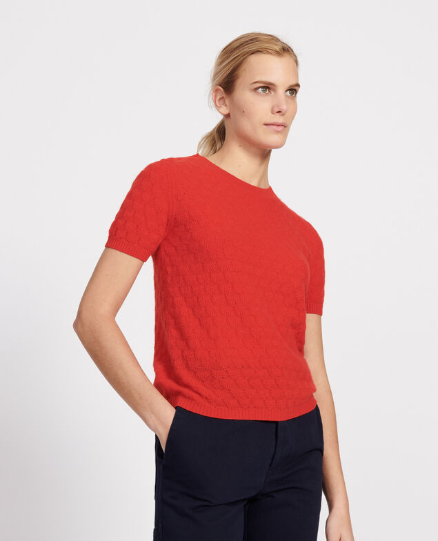 Jersey con escote redondo, 100 % Cachemir  Fiery red