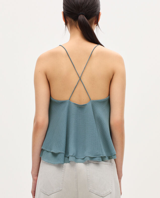 Top de muselina con tirantes cruzados K631 blue lake