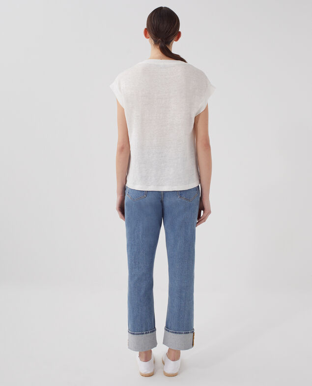 KARO - Camiseta corte caja de lino U010 off white