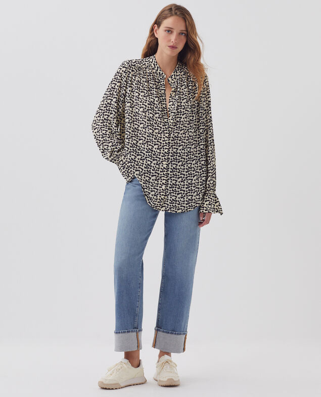 Camisa fluida de manga larga J683 geo blue