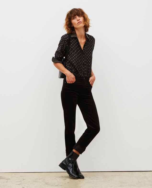 SLIM STRAIGHT - Jeans rectos de terciopelo liso 5 bolsillos Black beauty