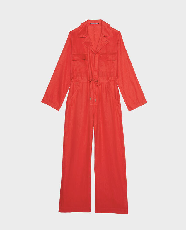 Mono largo de lino Fiery red