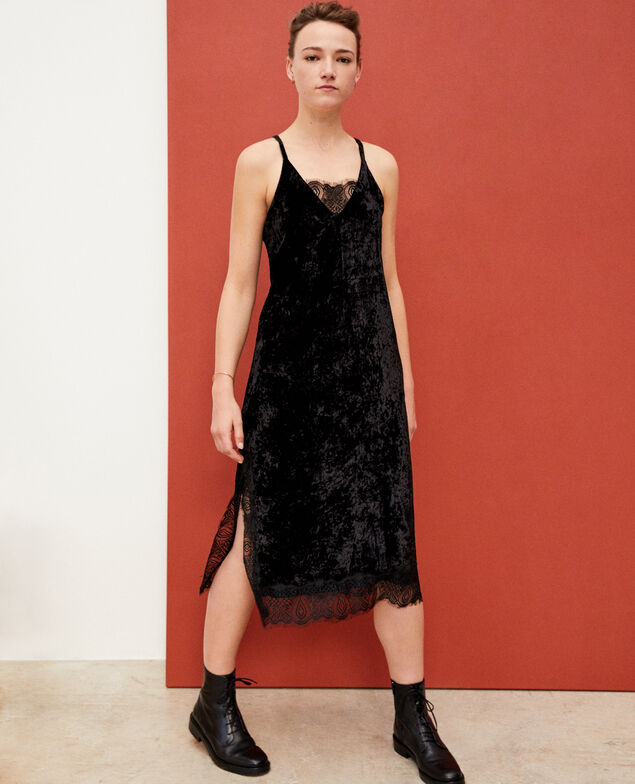 Vestido de terciopelo y encaje Negro
