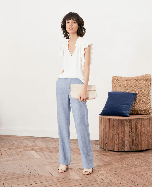 Pantalón de lino corte amplio Azur