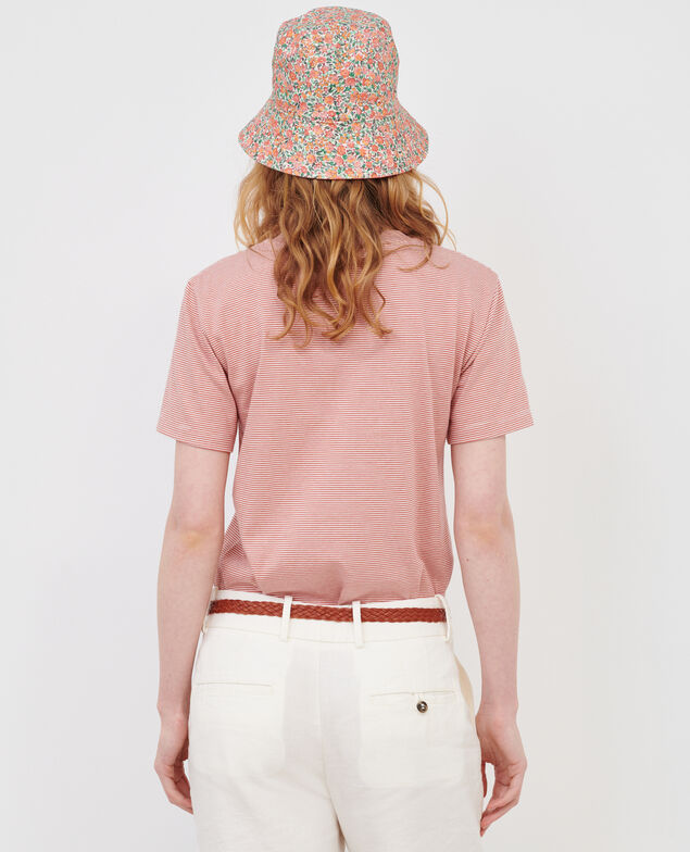 Camiseta de algodón con cuello redondo 120 stripes red