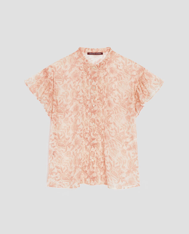 Blusa fluida de manga corta H300 cashmire beige