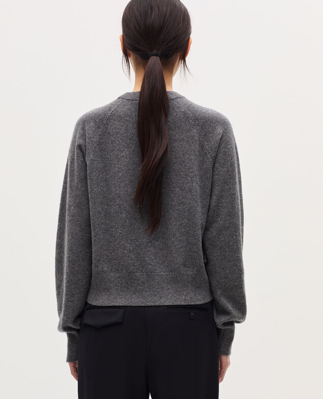 Jersey con cuello redondo de cachemir K073 gray st ecru