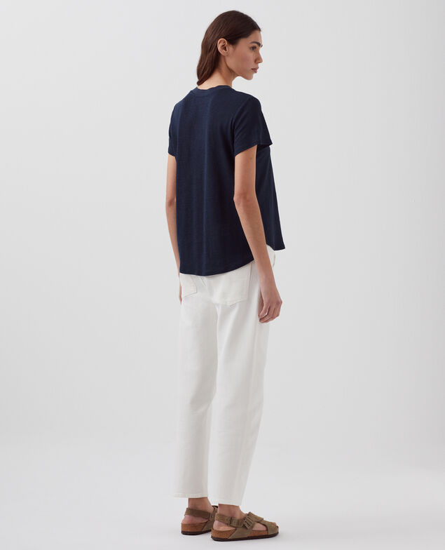 AMANDINE -  Camiseta con cuello redondo de lino H695 night sky
