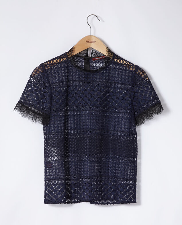 Blusa de encaje calado Peacoat