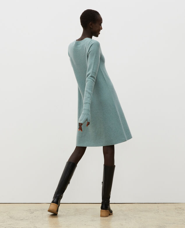 Vestido jersey 3D evasé de cachemir Chinois green