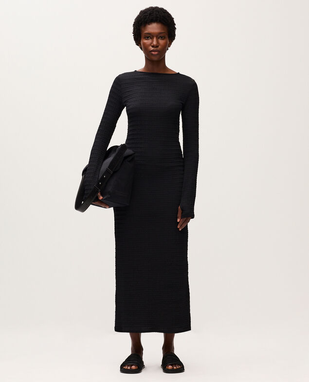Vestido largo con textura H091 black beauty