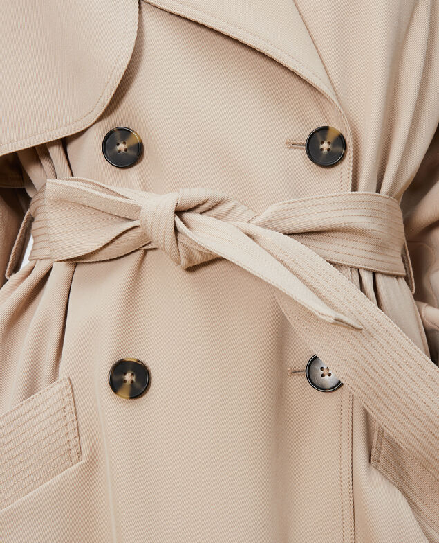 Trench oversize de lana fluida Oxford tan