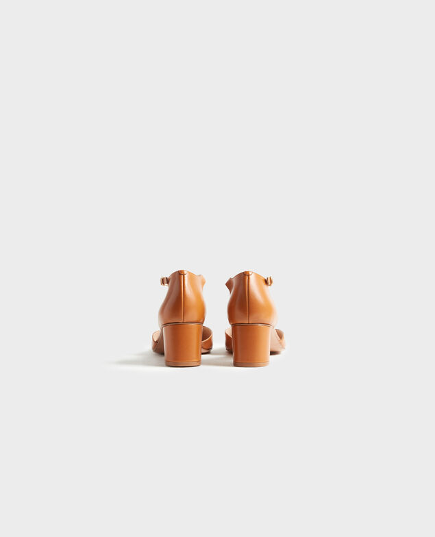 Zapatos salomé de piel Camel