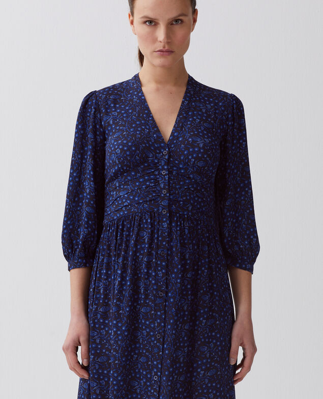 Vestido largo fluido I662 batik navy