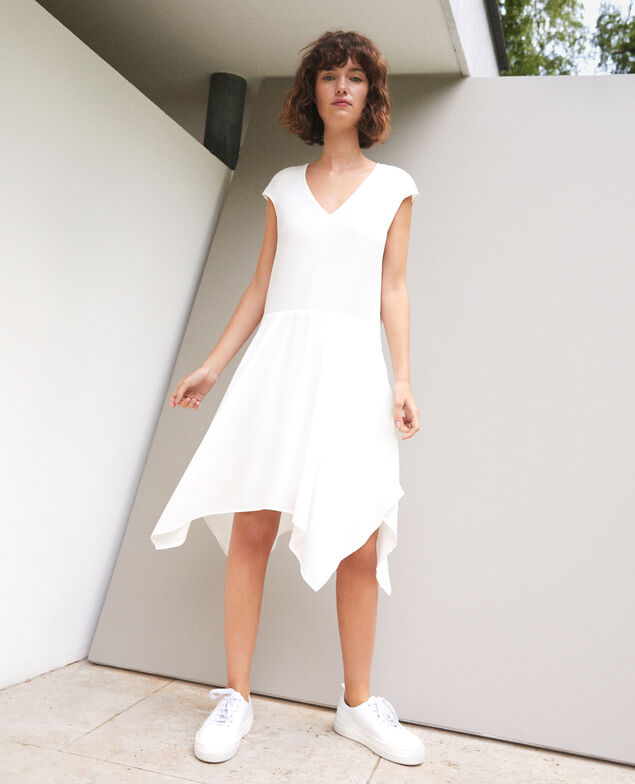 Vestido con escote de pico Blanco