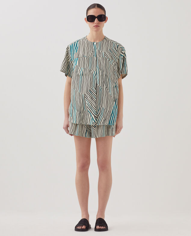 Camisa fluida con estampado de cebra J014 big zebra ecru