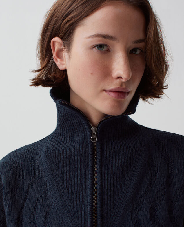 Cárdigan con cremallera con lana merino J690 blueberry
