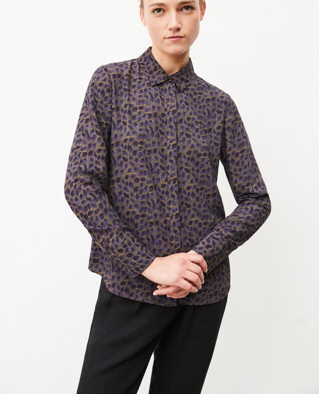 Camisa de corte recto Dot leaves olive night