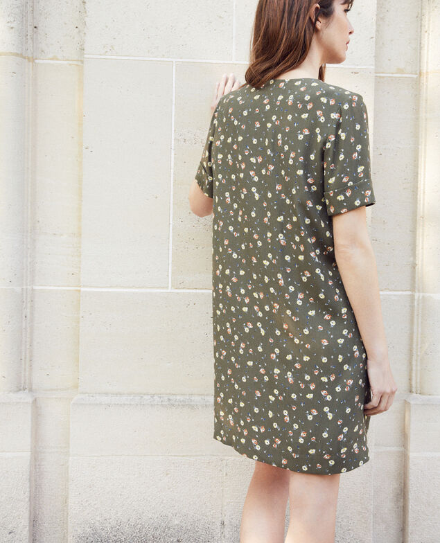 Vestido con lazo lavalière desmontable Coquelicot cheng olive