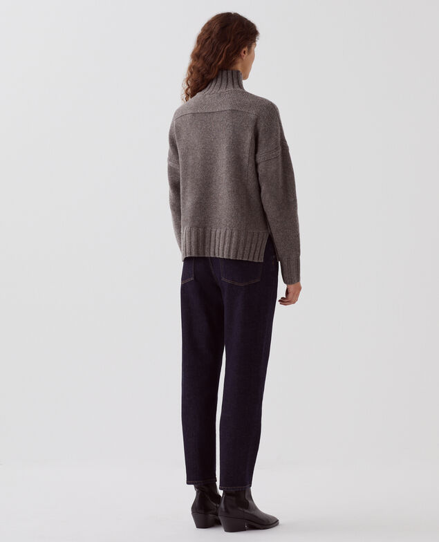 Jersey de lana con cuello alto I040 steeple gray