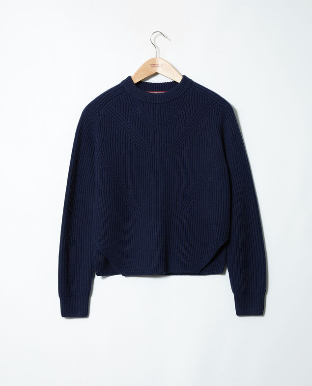 Jersey con cortes en el bajo Navy