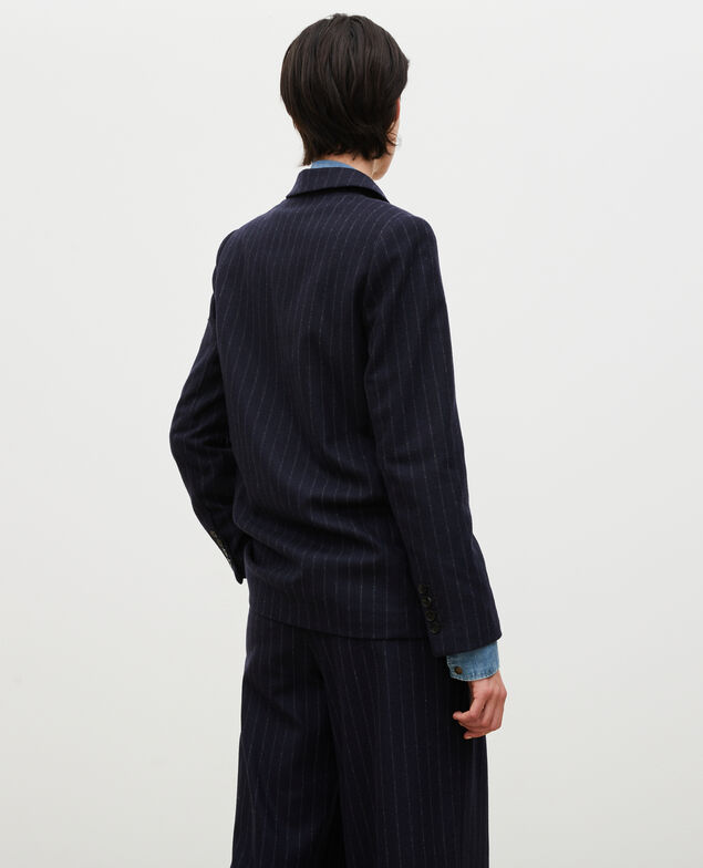 Blazer cruzado de lana Stripes night sky