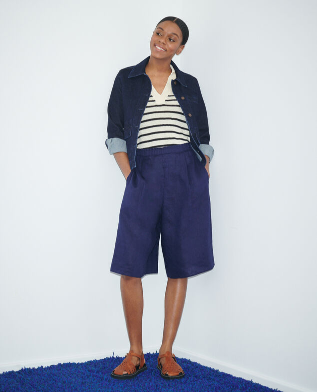 BABETH - Falda-pantalón de lino 68 blue