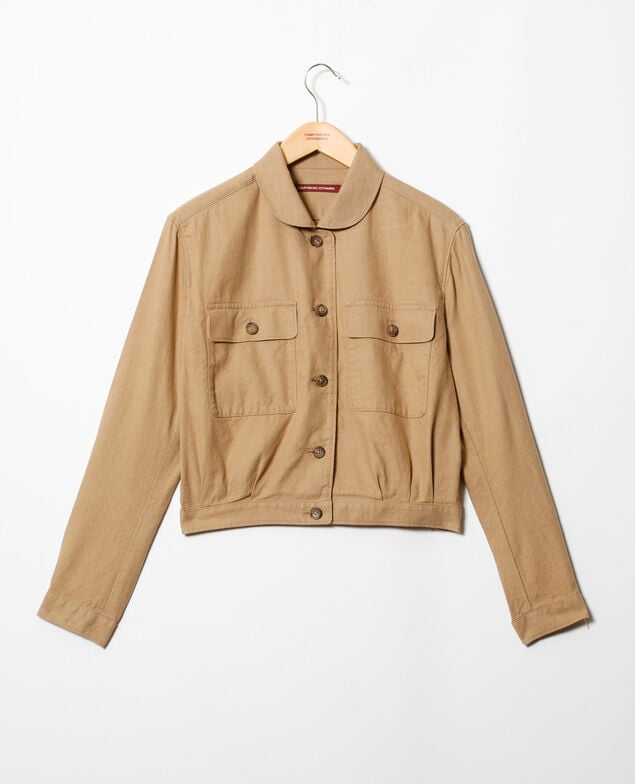 Chaqueta estilo bomber con lino Natural beige