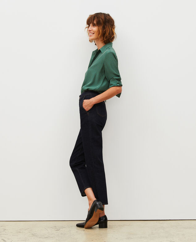 CHINO - Pantalón carrot en denim con talle alto Denim rinse