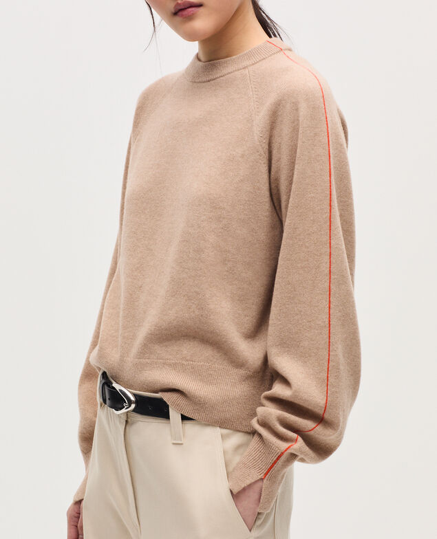 Jersey con cuello redondo de cachemir K321 tan st pumpkin