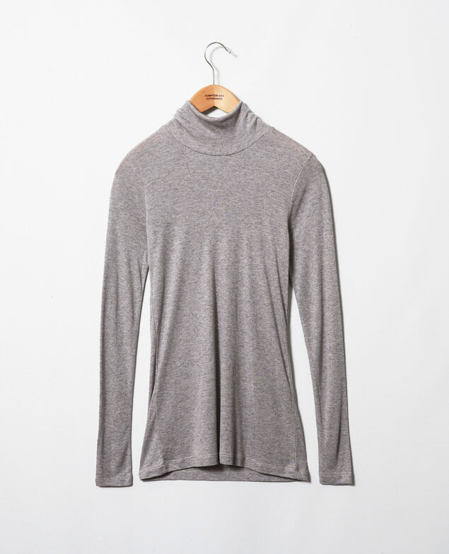 Camiseta cuello vuelto con cachemir Middle grey melange