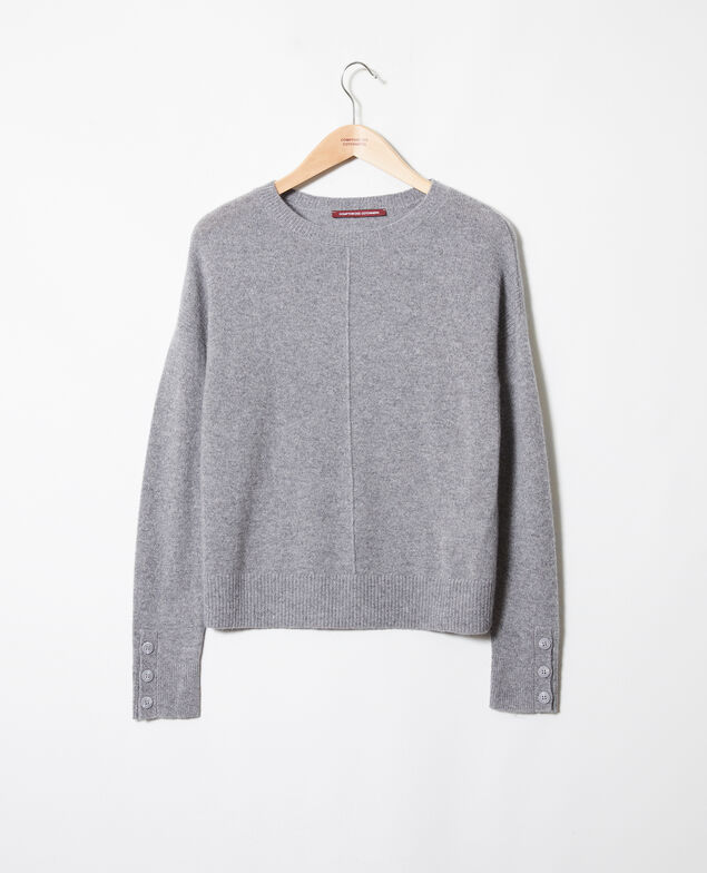 Jersey con botones en las mangas de 100% cachemir Light grey