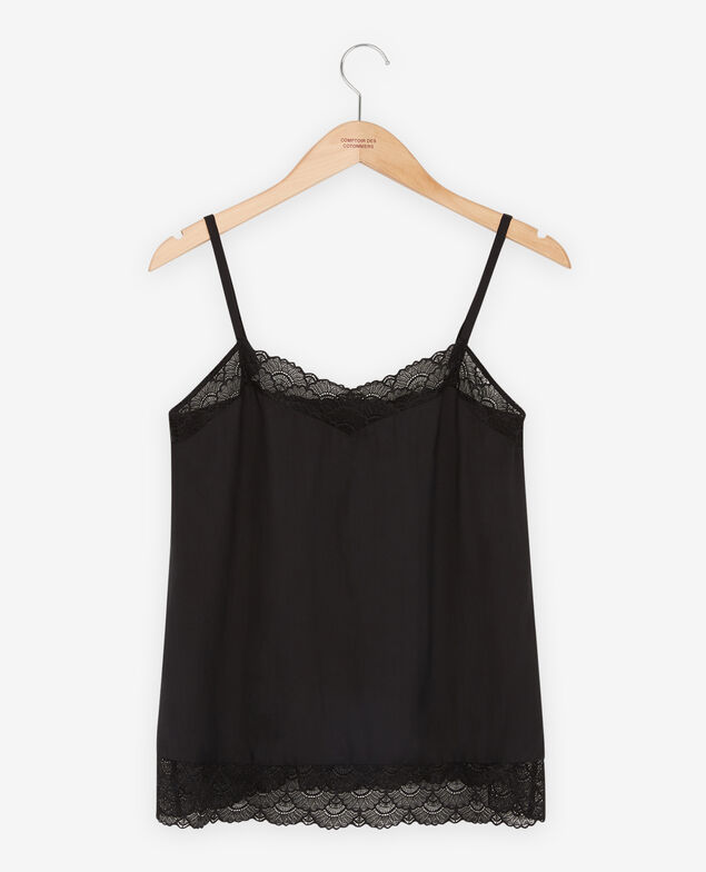 Top estilo salto de cama con encaje Noir