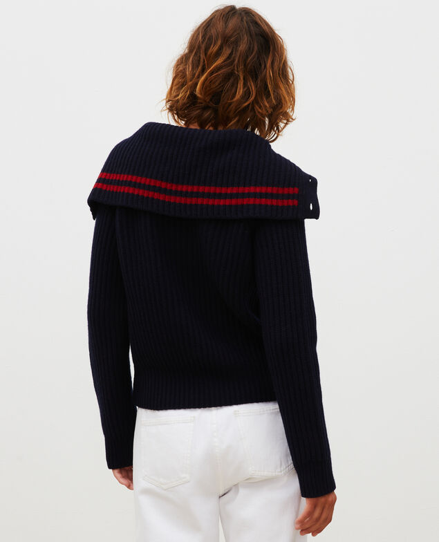 Jersey ancho cuello alto con cremallera de lana Night sky