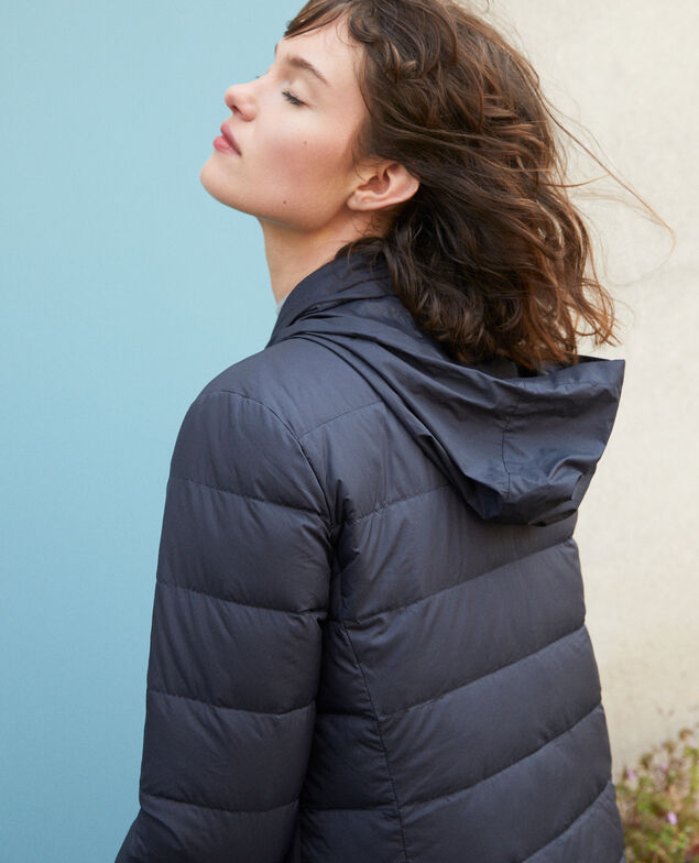 Plumas reversible con capucha plegable Navy/rose clay