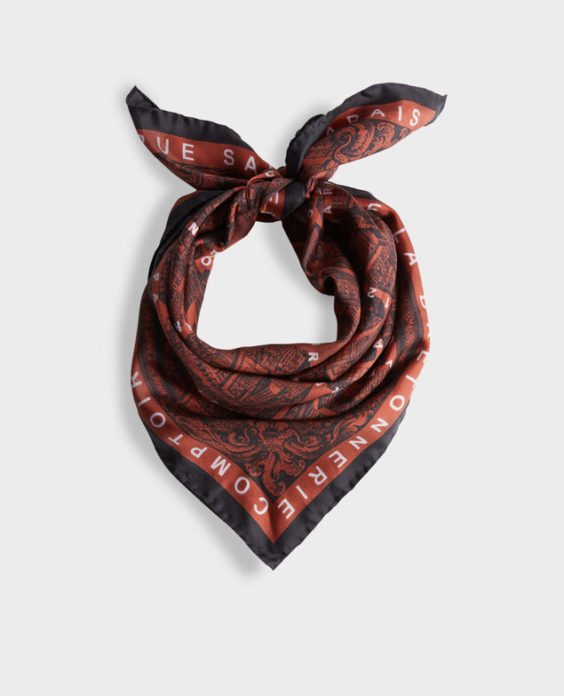 Foulard cuadrado de seda Brandy brown