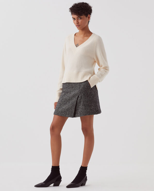 Jersey con cuello de pico de cachemir I300 pearled ivory