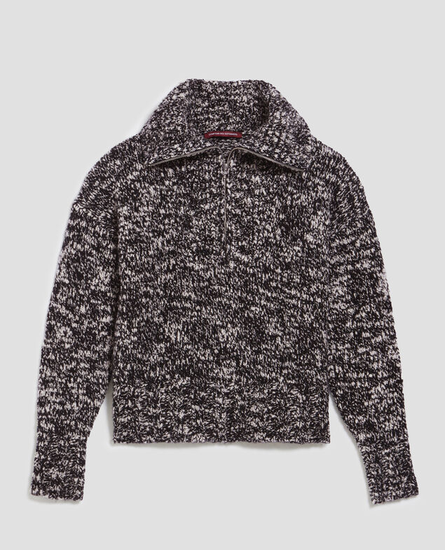 Jersey con cuello de cremallera I099 boucle blk/white